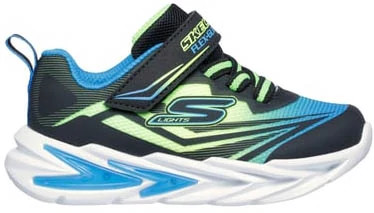 Toddler Boy's Skechers Flex Glow Ultra shown in Black/Blue/Lime (Multicolor)